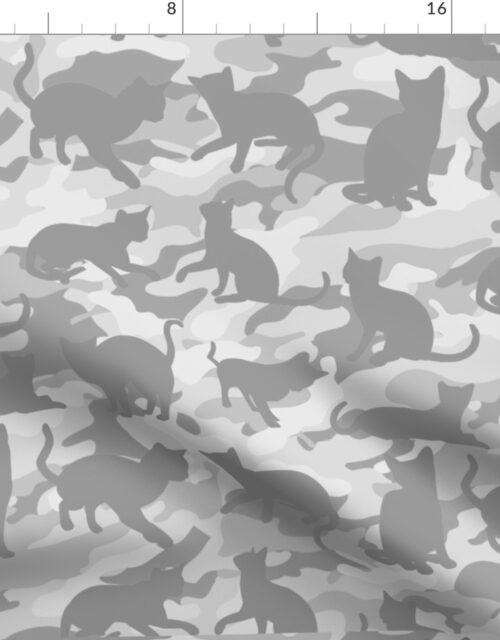 Camo Cats Camouflage in Snowcat White and Grey Smallscale Fabric