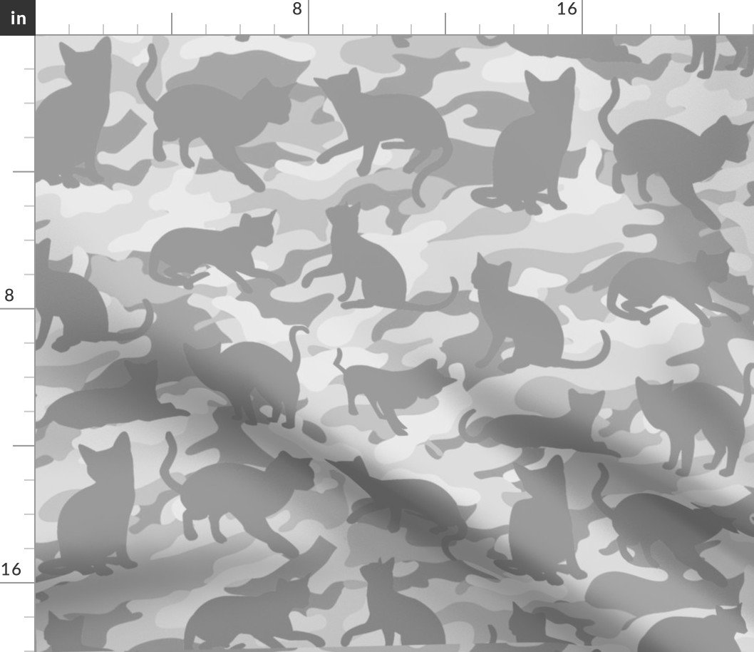 Camo Cats Camouflage in Snowcat White and Grey Smallscale Fabric Camo Cats Camouflage in Snowcat White and Grey Smallscale Fabric
