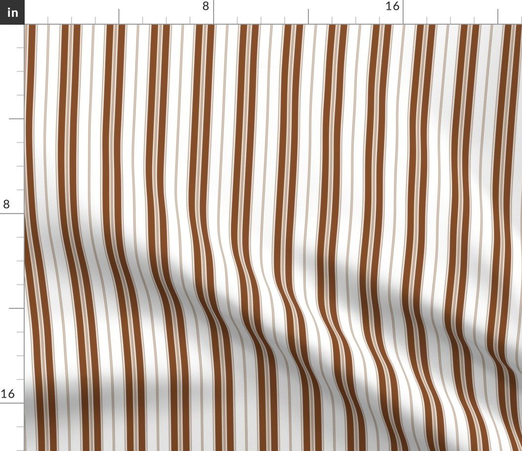 Caramel Cafe and White Autumn Winter 2022 2023 Color Trend Mattress Ticking Fabric