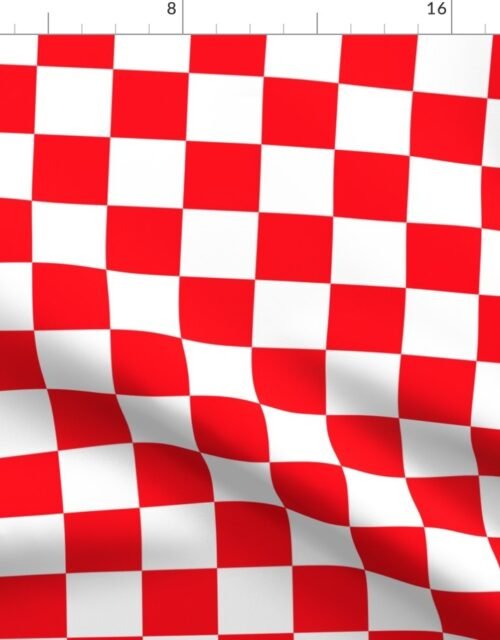 Carmine Red and White 2 inch Square Checkerboard Pattern Fabric