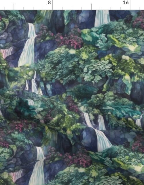 Cascading Angel Falls Waterfall Fabric