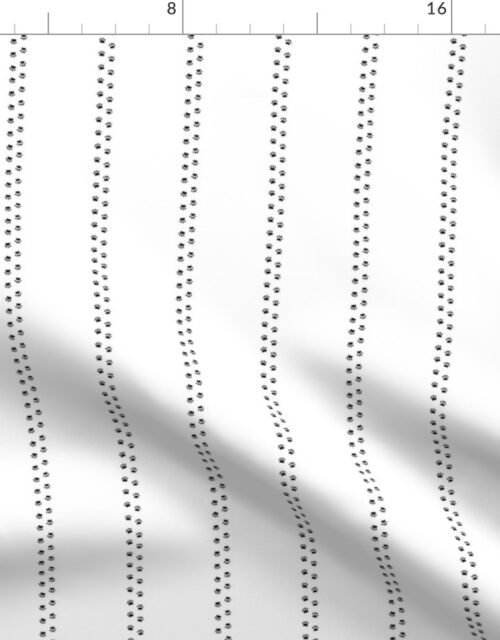 Cat Paw Prints in Black in Double Stripes on White Fabric