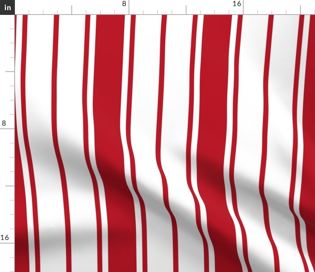 Cherry Orchard Red and White Vertical French Stripe Fabric Cherry Orchard Red and White Vertical French Stripe Fabric