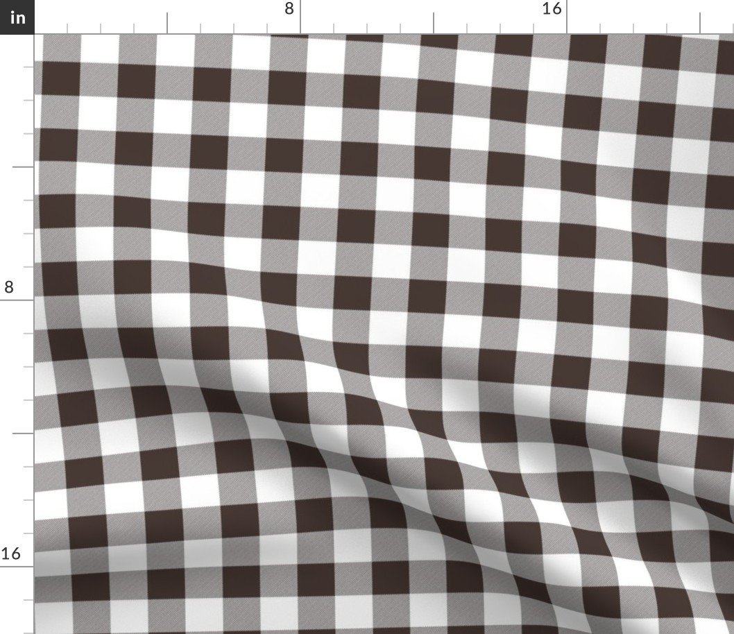 Chocolate and White French Provincial Autumn Gingham Check Fabric Chocolate and White French Provincial Autumn Gingham Check Fabric