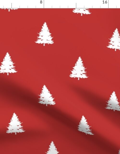 Christas Holly Berry Red with White Christmas Trees Fabric