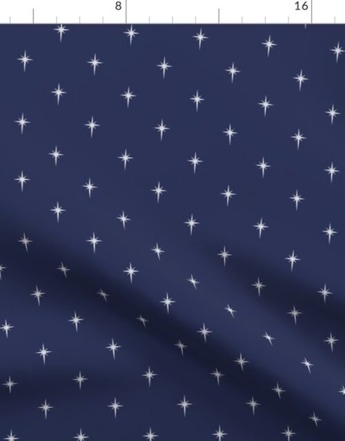 Christmas Faux Silver Foil Star in Midnight Blue Fabric