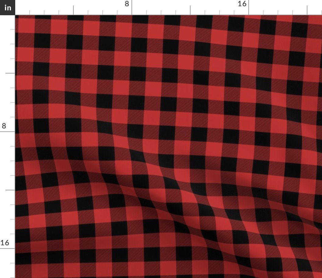 Christmas Holly Berry Red and Black Buffalo Check 1 inch Fabric Christmas Holly Berry Red and Black Buffalo Check 1 inch Fabric