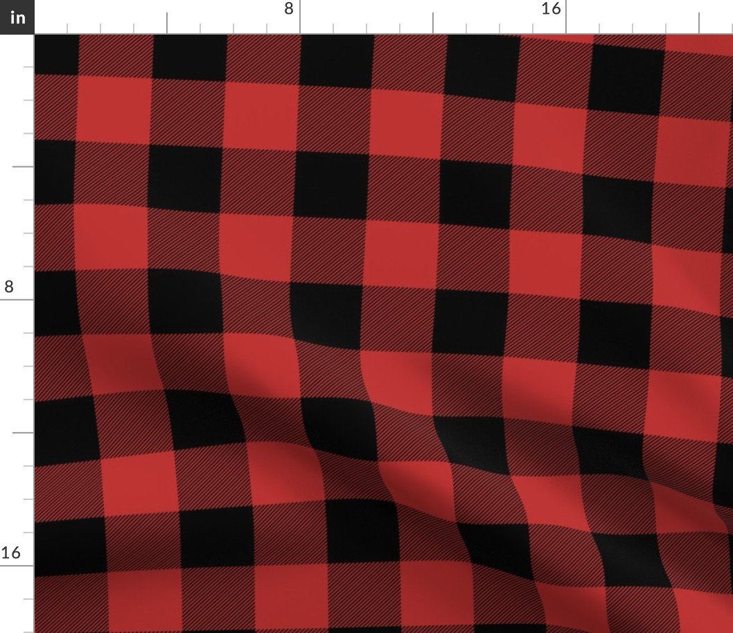 Christmas Holly Berry Red and Black Buffalo Check 2 inch Fabric Christmas Holly Berry Red and Black Buffalo Check 2 inch Fabric