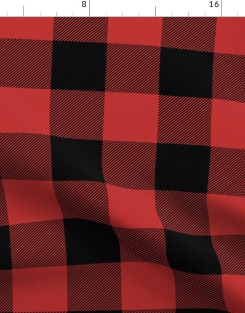 Christmas Holly Berry Red and Black Buffalo Check 3 inch Fabric