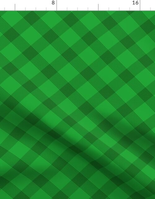 Christmas Holly Green and Black Diagonal Glen Plaid Tartan Fabric