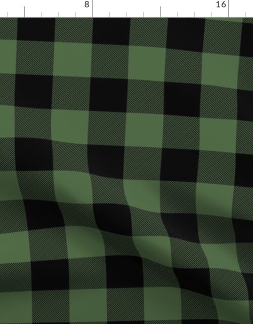 Christmas Tree Evergreen and Black Buffalo Check 2 inch Fabric