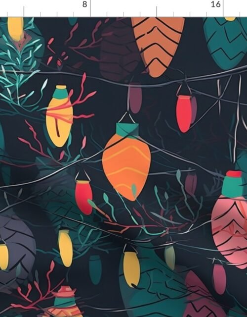 Christmas Tree Farm with Christmas Lights Fabric