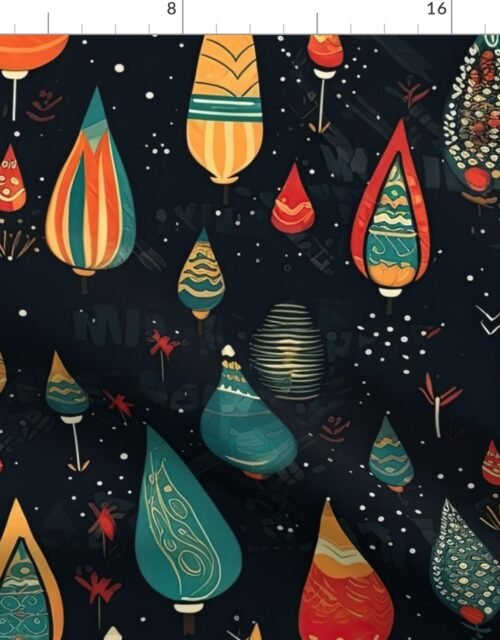 Christmas Tree Farm with Christmas Lights Fabric