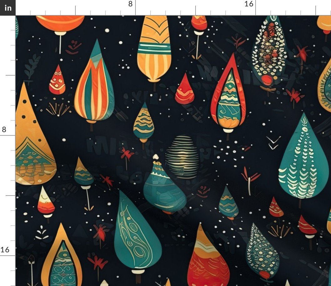 Christmas Tree Farm with Christmas Lights Fabric Christmas Tree Farm with Christmas Lights Fabric