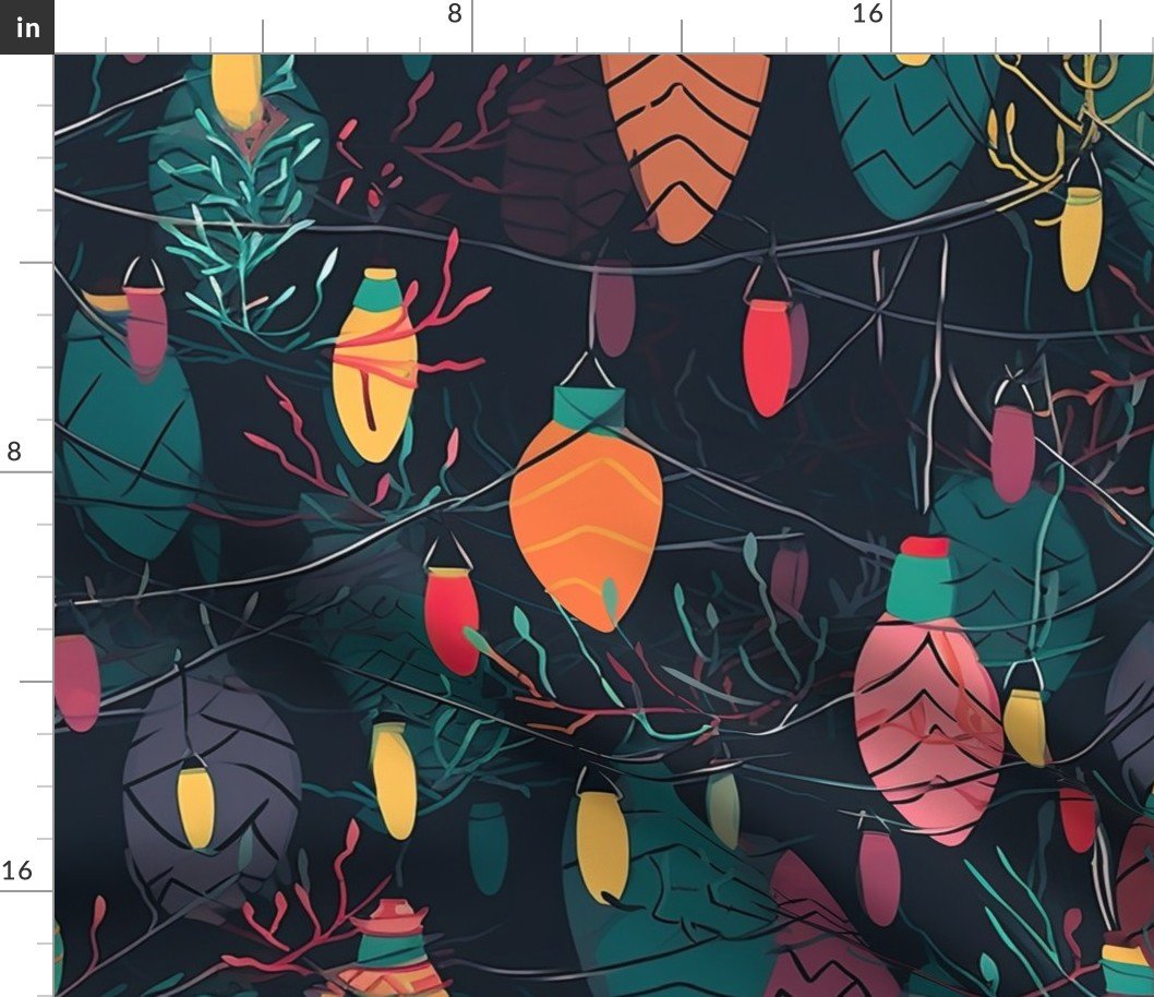 Christmas Tree Farm with Christmas Lights Fabric Christmas Tree Farm with Christmas Lights Fabric
