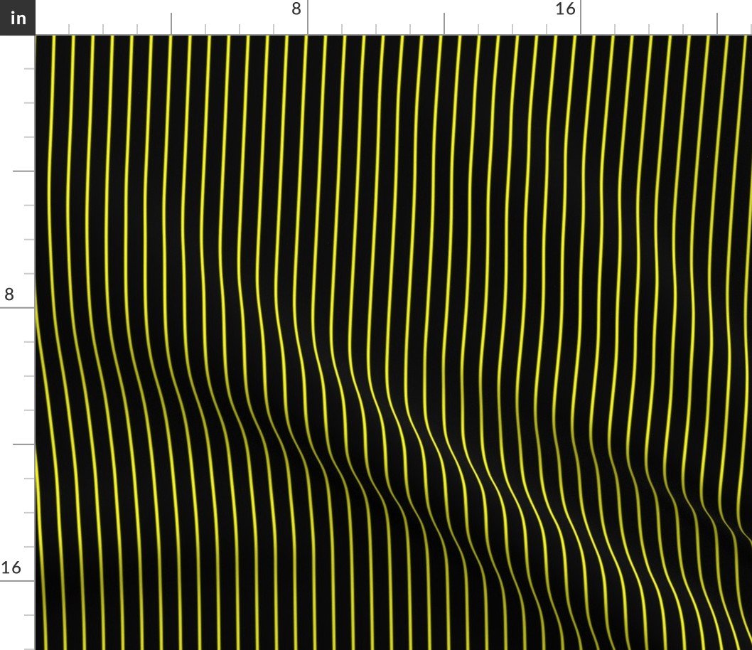 Classic 1/2 Inch Bright Yellow Pinstripe on a Black background Fabric Classic 1/2 Inch Bright Yellow Pinstripe on a Black background Fabric