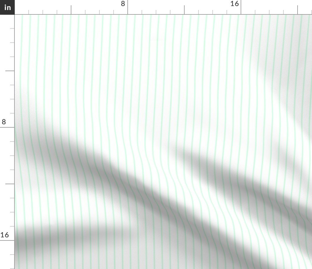 Classic 1/2 Inch Summer Mint Green Pinstripe on a White Background Fabric