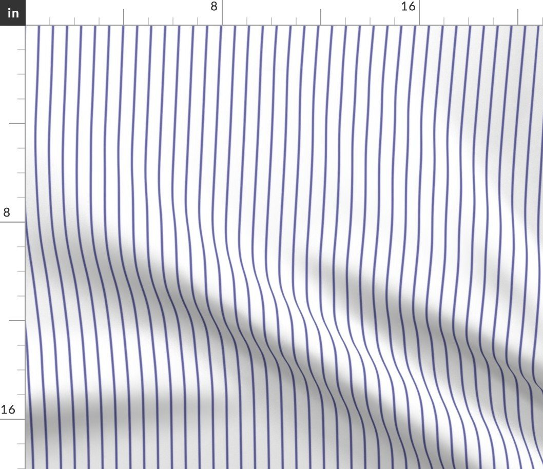 Classic 1/2 Inch Very Periwinkle Purple Blue Pinstripe on a White  Background Fabric