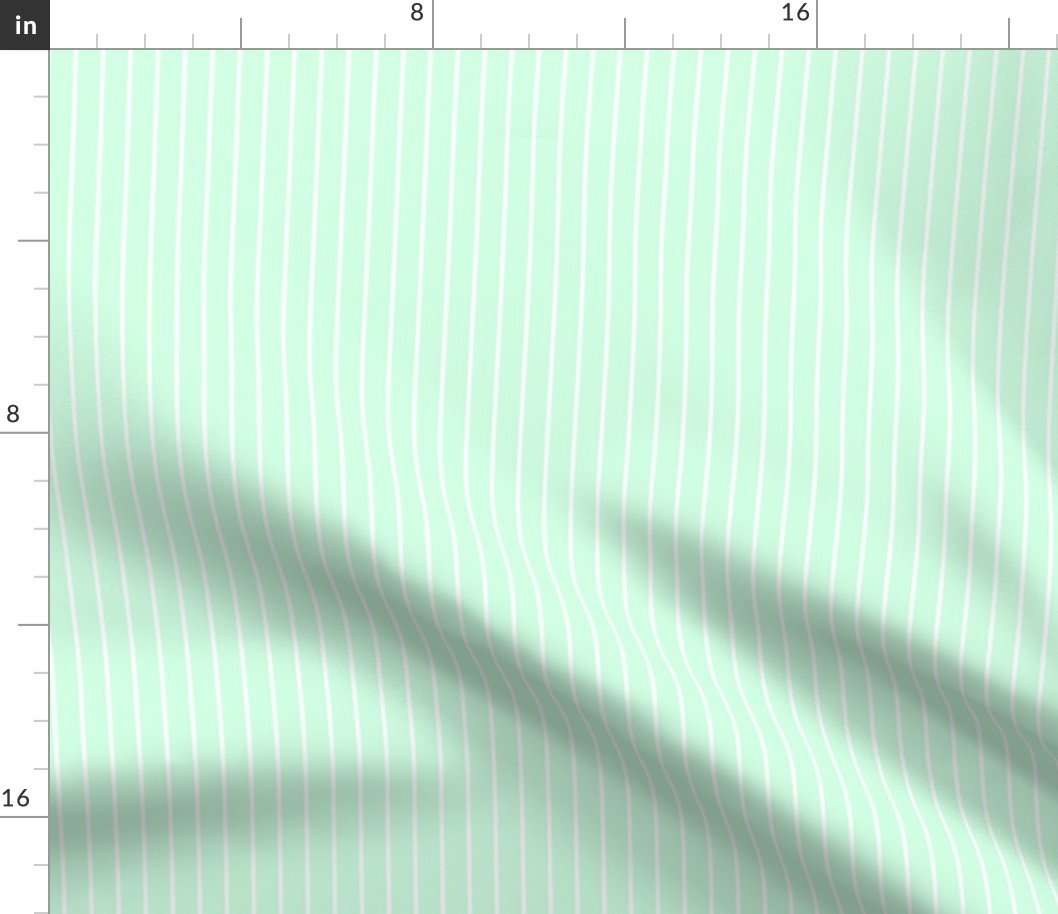 Classic 1/2 Inch White Pinstripe on a Summer Mint Green Background Fabric