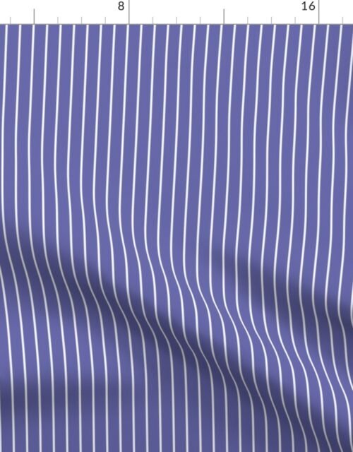 Classic 1/2 Inch White Pinstripe on a Very Periwinkle Purple Blue Background Fabric