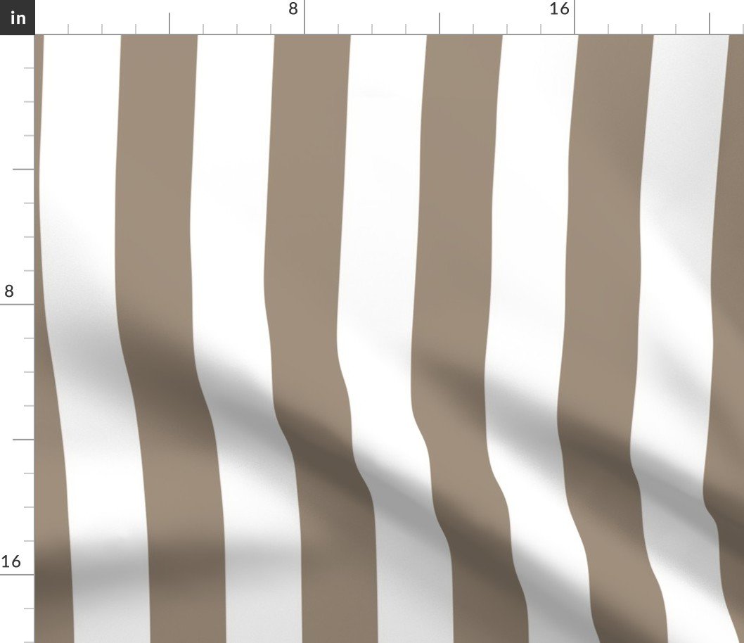 Classic 2 Inch Mushroom and White Modern Cabana Upholstery Stripes Fabric Classic 2 Inch Mushroom and White Modern Cabana Upholstery Stripes Fabric