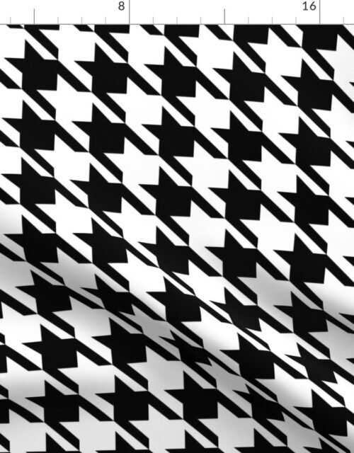 Classic Black and White Houndstooth Check Fabric