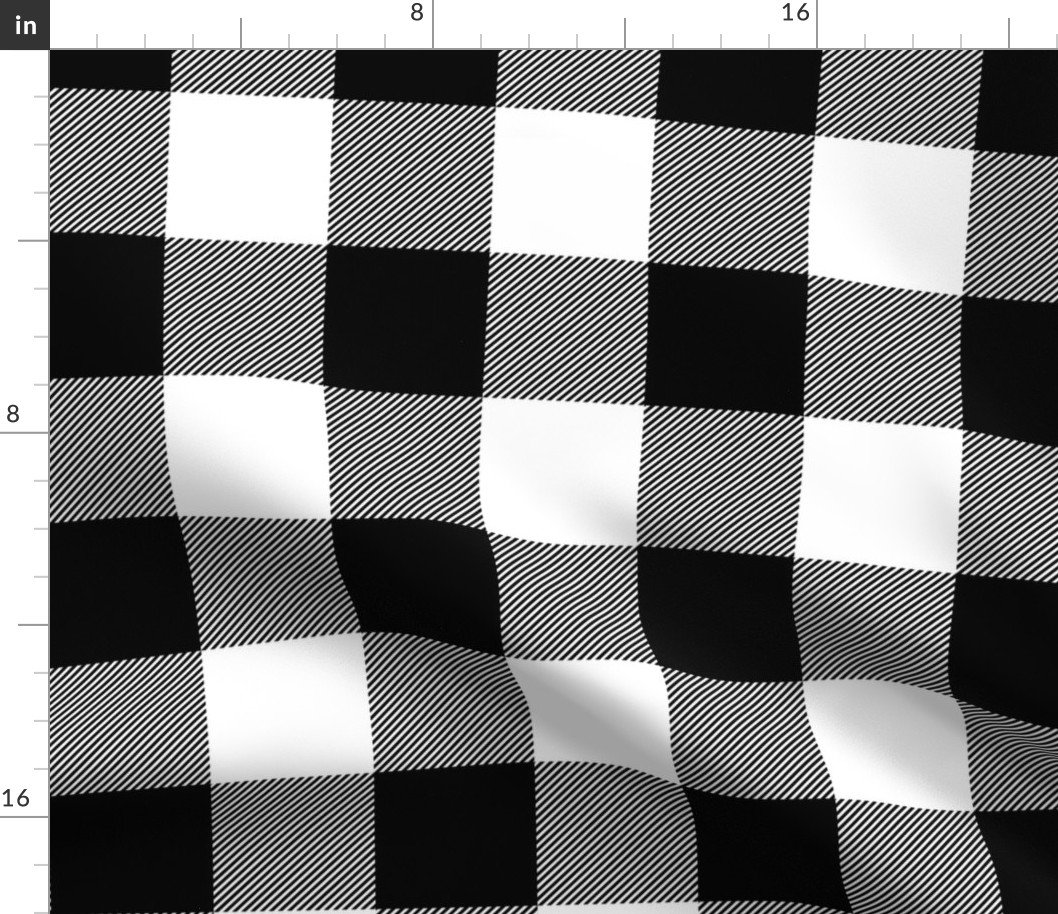 Classic Black and White Rustic Cowboy Cabin Buffalo Check Plaid 3 inch Fabric Classic Black and White Rustic Cowboy Cabin Buffalo Check Plaid 3 inch Fabric