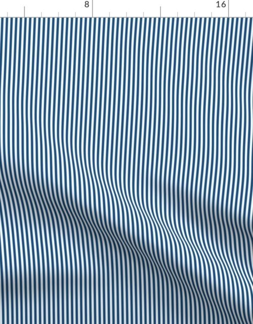 Classic Blue and White 1/8-inch Thin Pencil Vertical Stripes Fabric