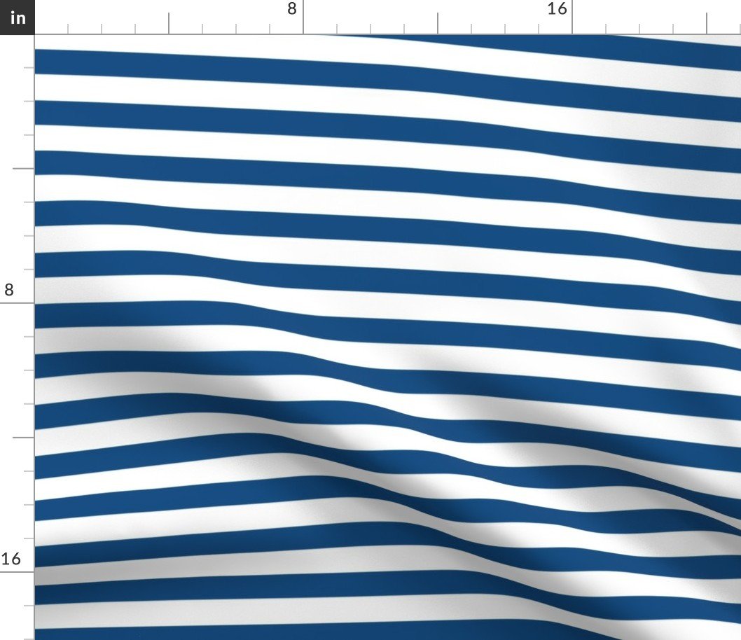 Classic Blue and White 3/4 inch Horizontal Deck Chair Stripes Fabric