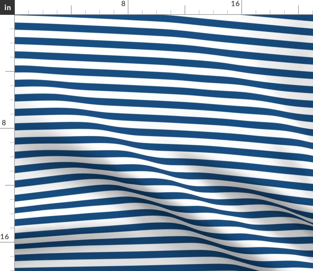Classic Blue and White 1/2 inch thin Horizontal Picnic Stripes Fabric Classic Blue and White 1/2 inch thin Horizontal Picnic Stripes Fabric