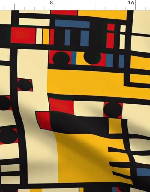 Classic De Stijl Geometric Primary Color Pattern Fabric