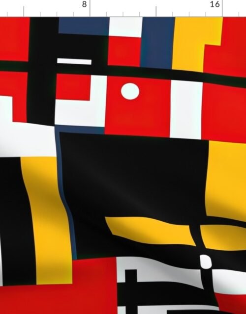 Classic De Stijl Geometric Primary Color Pattern Fabric