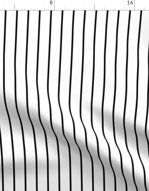 Classic One Inch Black Pinstripe on  White  1 inch Fabric