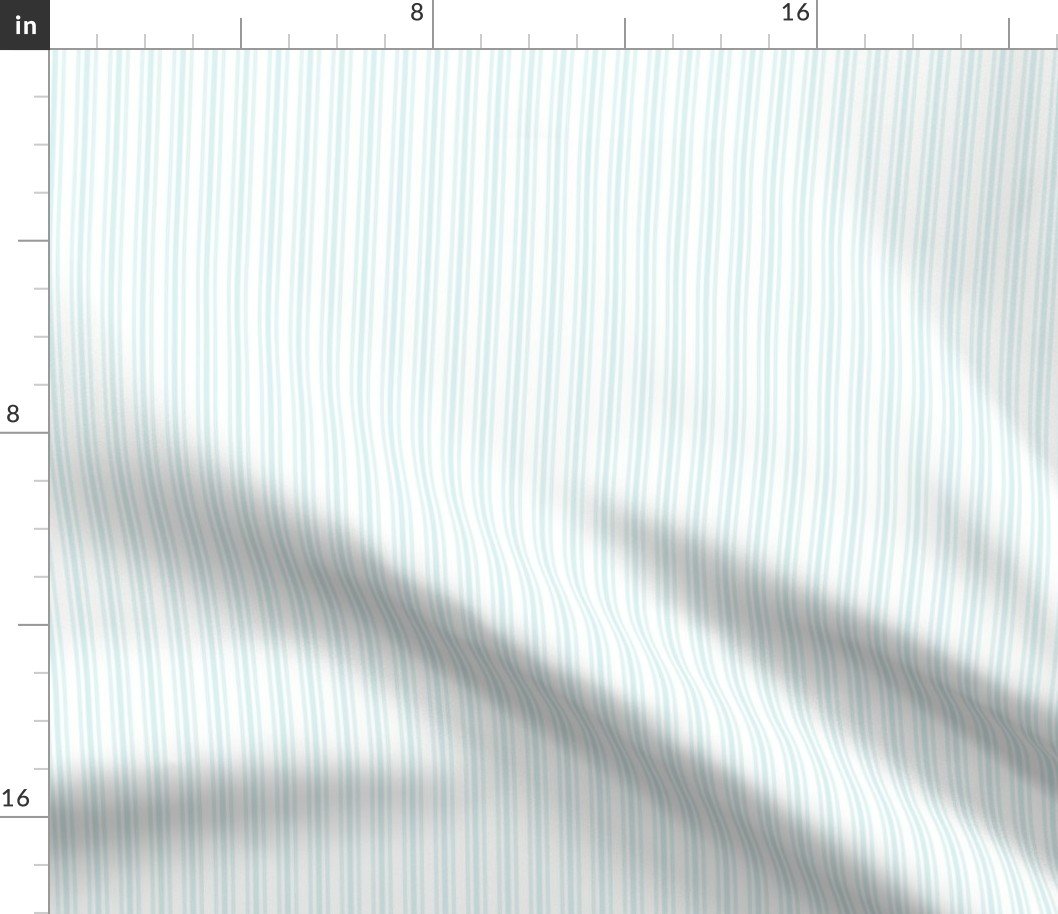 Classic Small Blue Lily Pastel Blue French Mattress Ticking Double Stripes Fabric