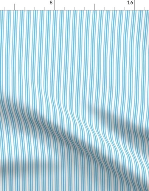 Classic Small Blue Sky Pastel Blue French Mattress Ticking Double Stripes Fabric