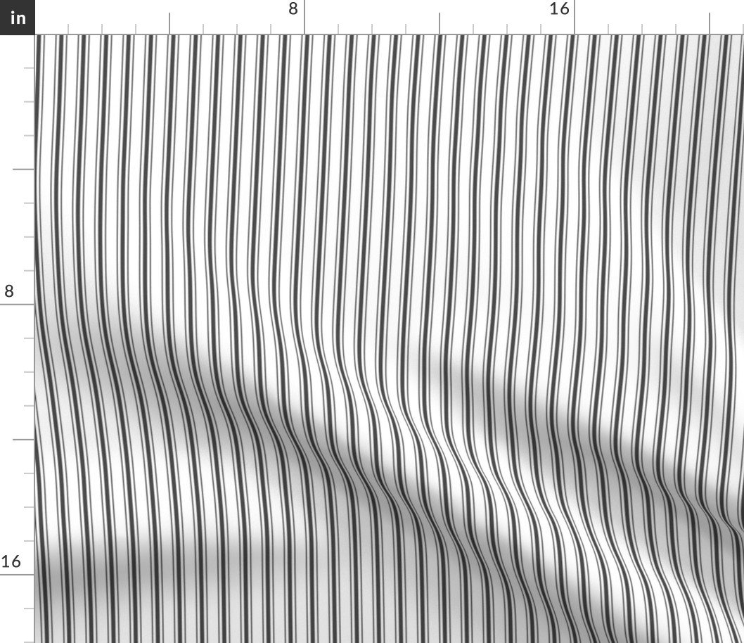 Classic Small Grey Cinder Pastel Grey French Mattress Ticking Double Stripes Fabric