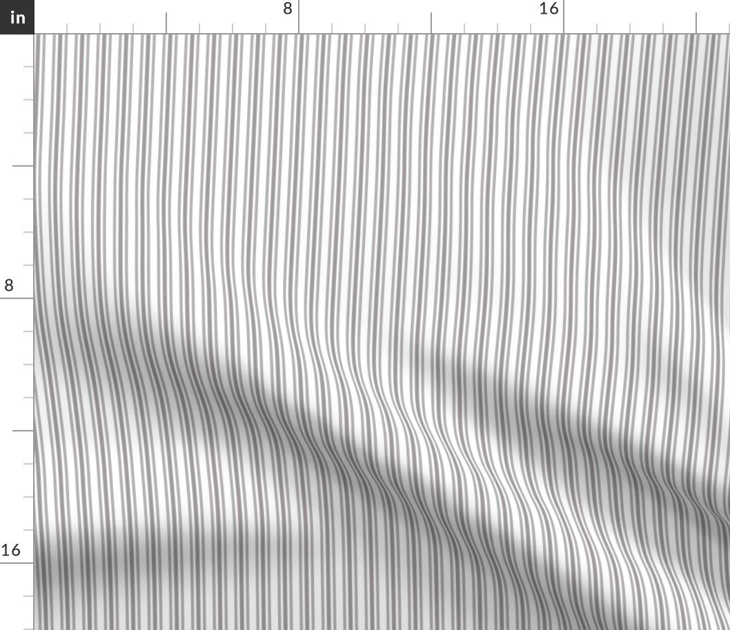 Classic Small Grey Dovecote Pastel Grey French Mattress Ticking Double Stripes Fabric
