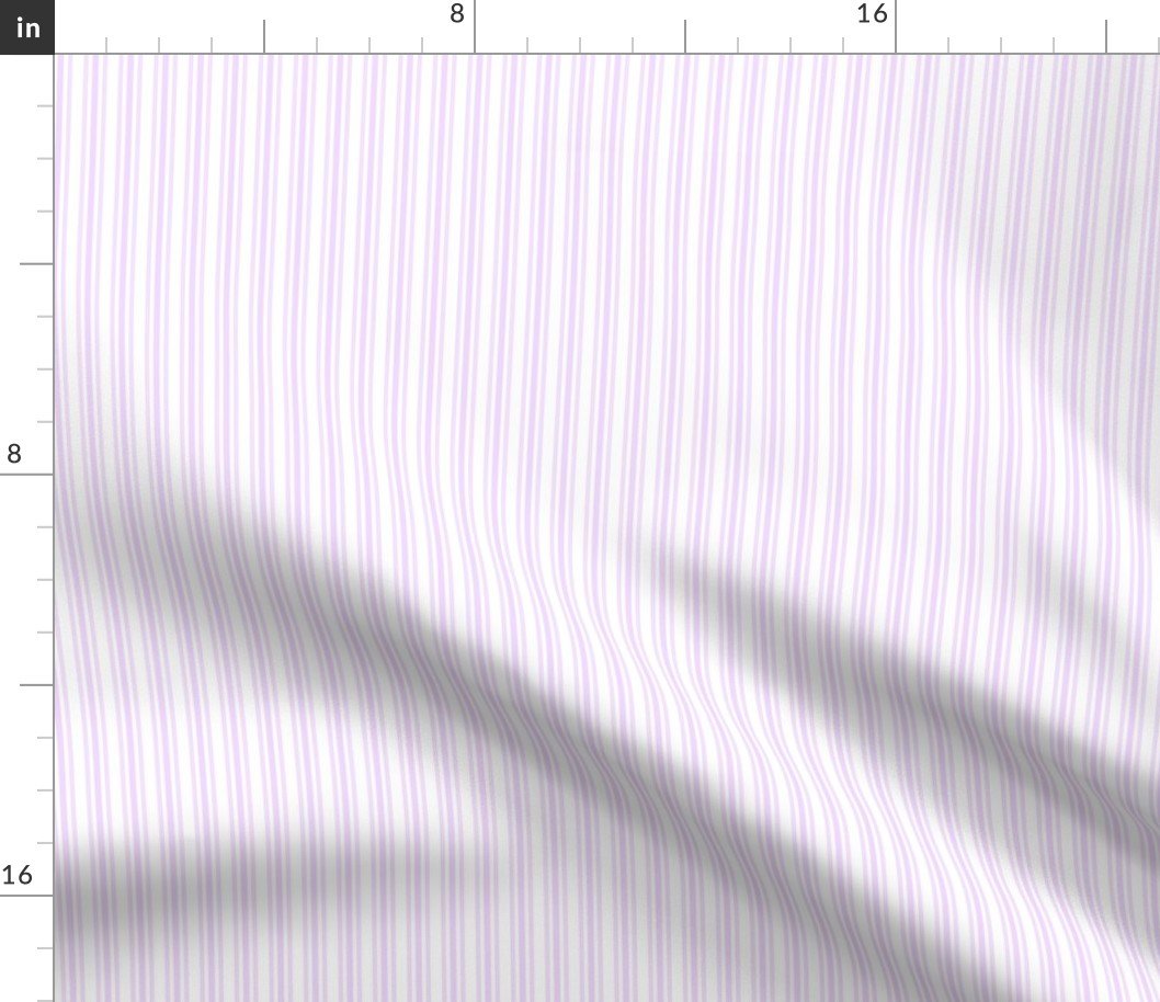 Classic Small Orchid Lilac Pastel Pale Purple French Mattress Ticking Double Stripes Fabric