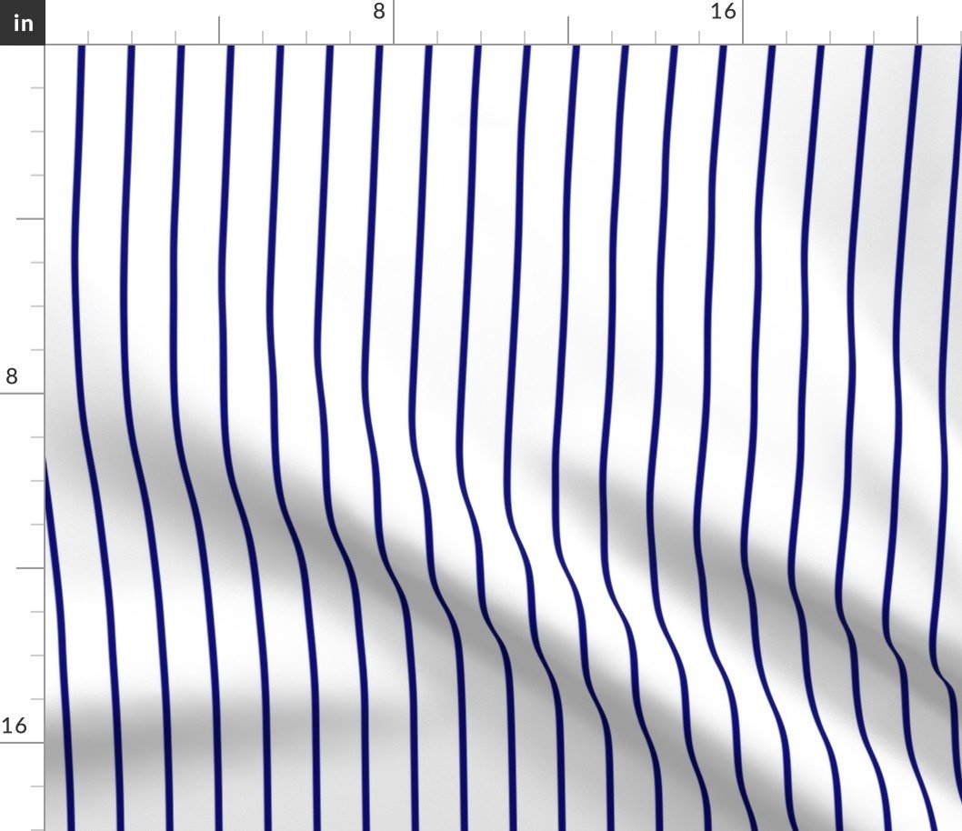 Classic wider 1 Inch Navy Blue Pinstripe on a Blue Background Fabric