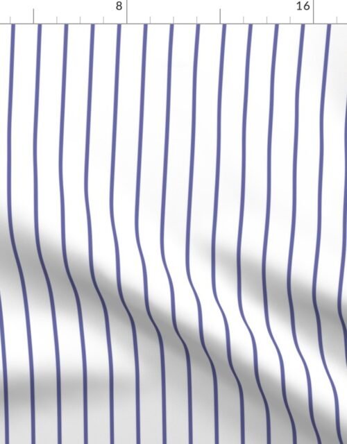 Classic wider 1 Inch Very Periwinkle Purple Blue Pinstripe on a White Background Fabric