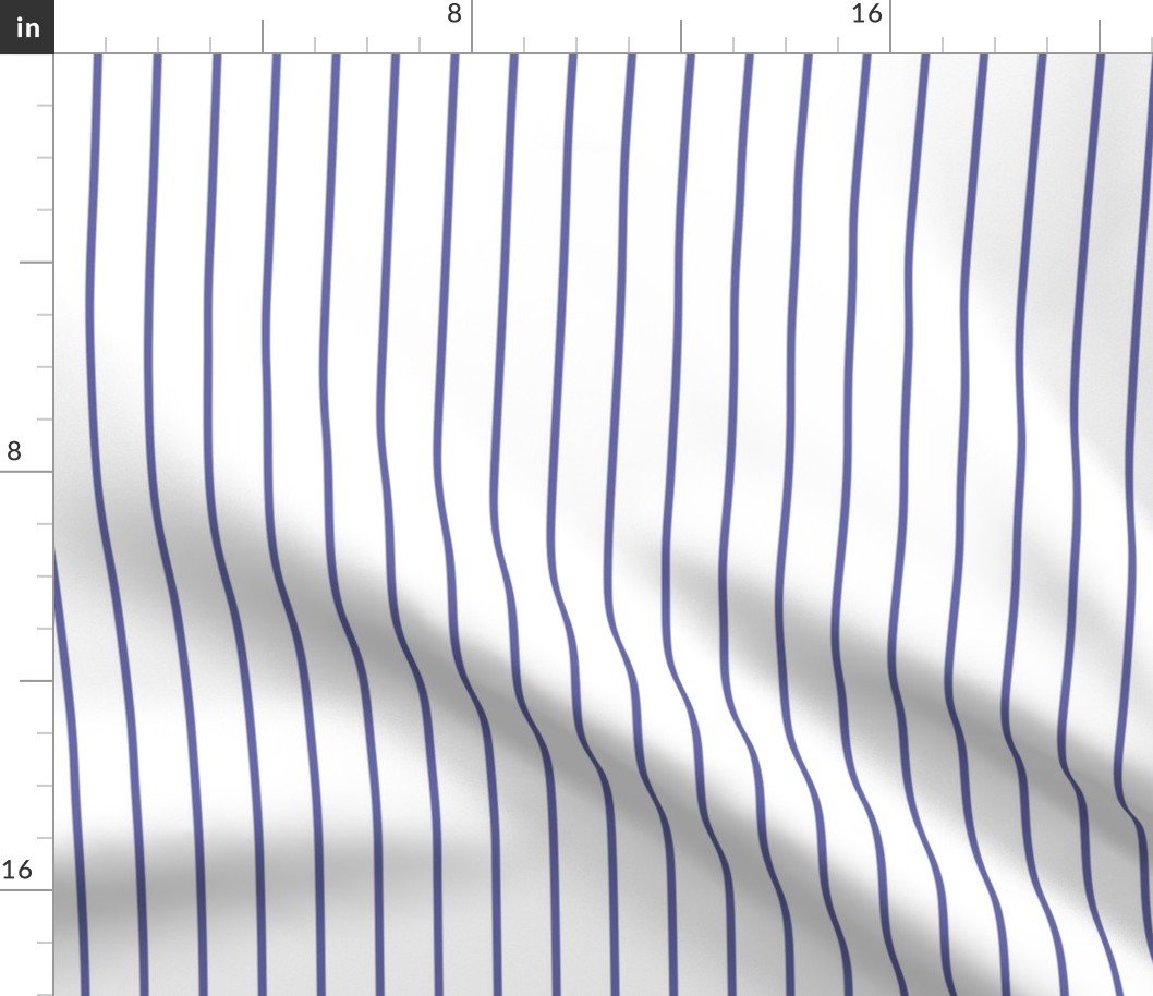 Classic wider 1 Inch Very Periwinkle Purple Blue Pinstripe on a White Background Fabric