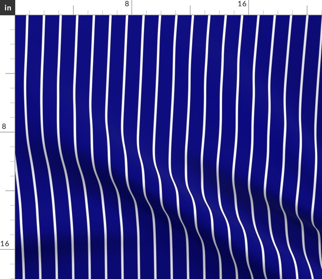 Classic wider 1 Inch White Pinstripe on a Navy Blue Background Fabric Classic wider 1 Inch White Pinstripe on a Navy Blue Background Fabric