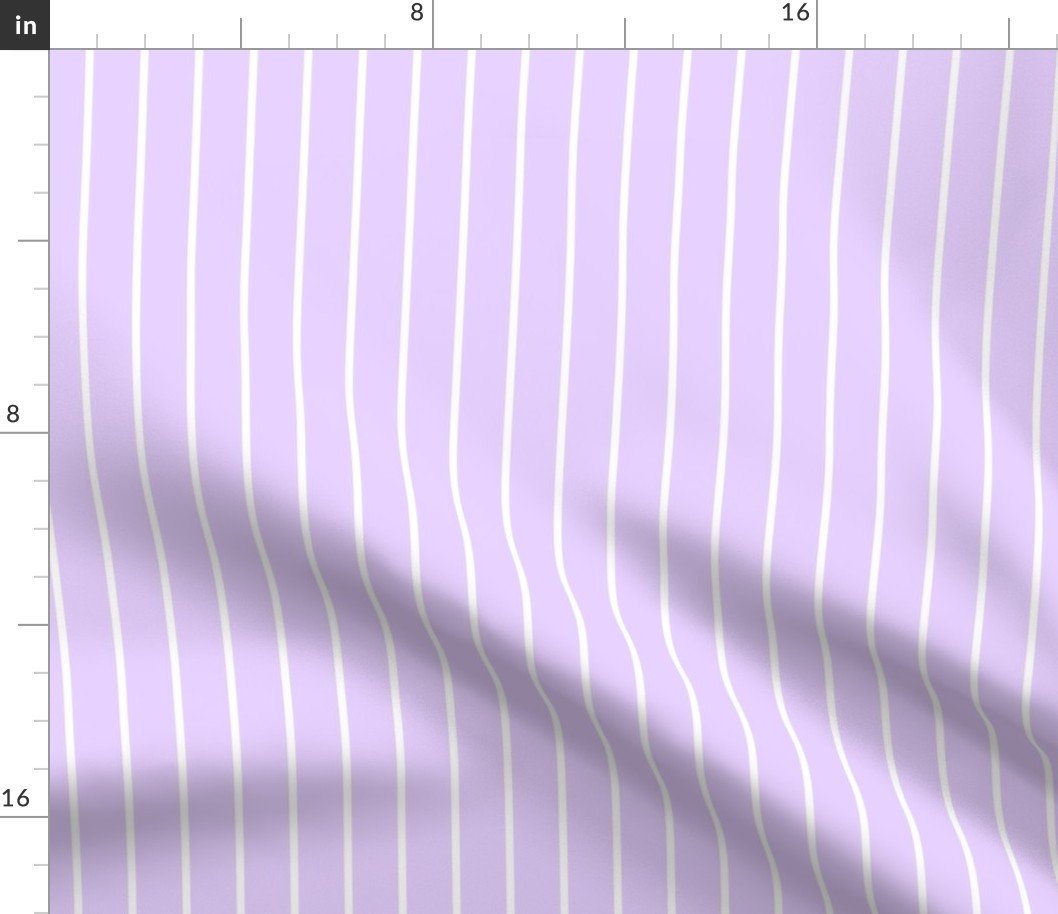 Classic wider 1 Inch White Pinstripe on a Pale Lilac Background Fabric