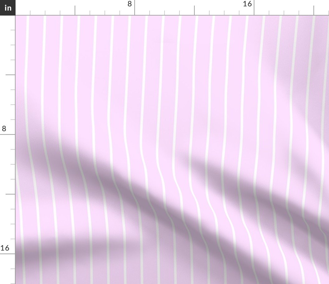 Classic wider 1 Inch White Pinstripe on a Pale Pink Cotton Candy Background Fabric Classic wider 1 Inch White Pinstripe on a Pale Pink Cotton Candy Background Fabric