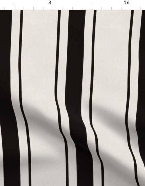 Coal Black Antique Vintage Mattress Ticking Stripe on Cream Fabric