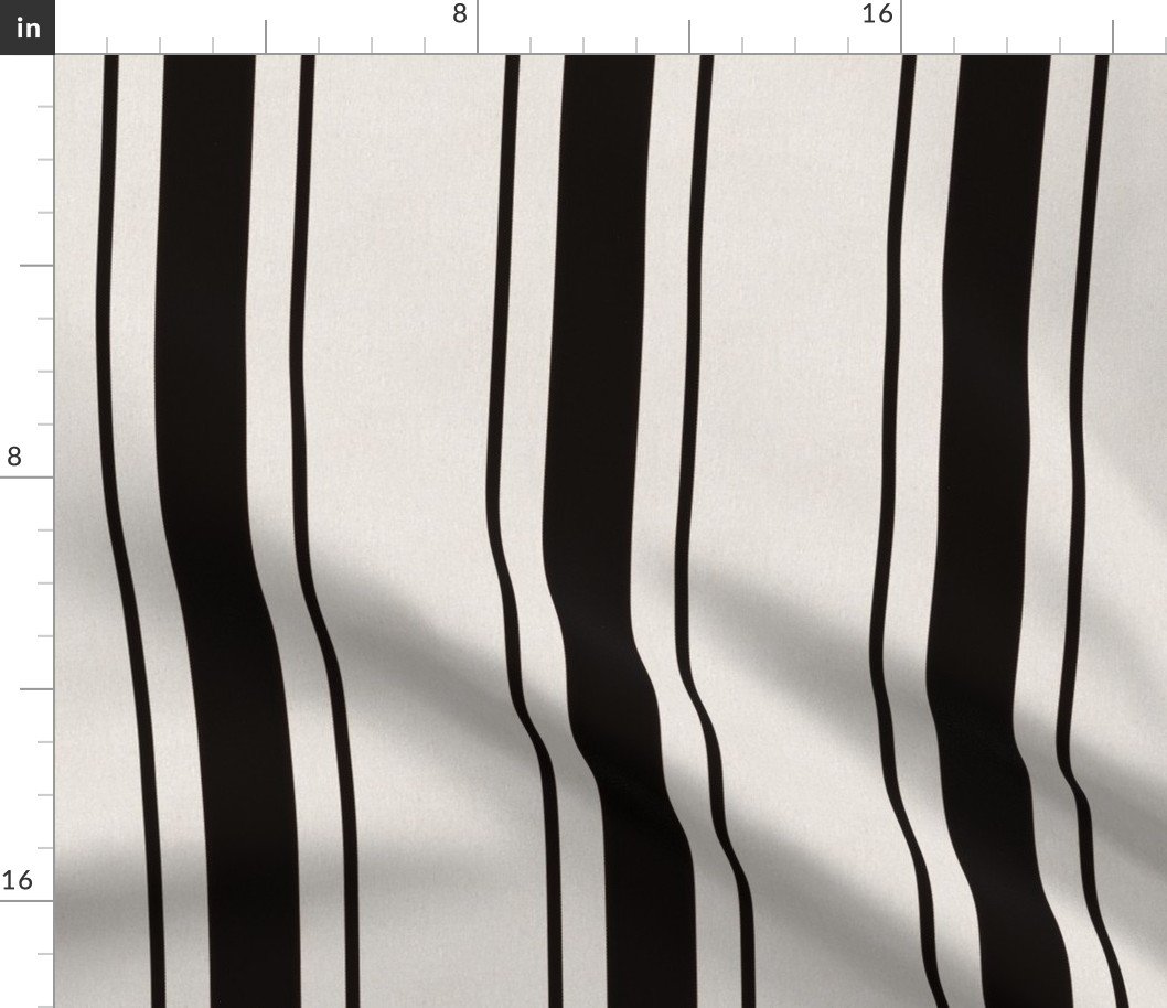 Coal Black Antique Vintage Mattress Ticking Stripe on Cream Fabric Coal Black Antique Vintage Mattress Ticking Stripe on Cream Fabric