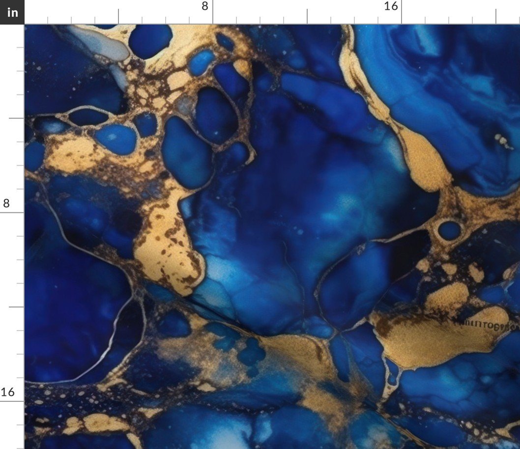 Cobalt Blue and Gold Alcohol Ink 1 Fabric Cobalt Blue and Gold Alcohol Ink 1 Fabric