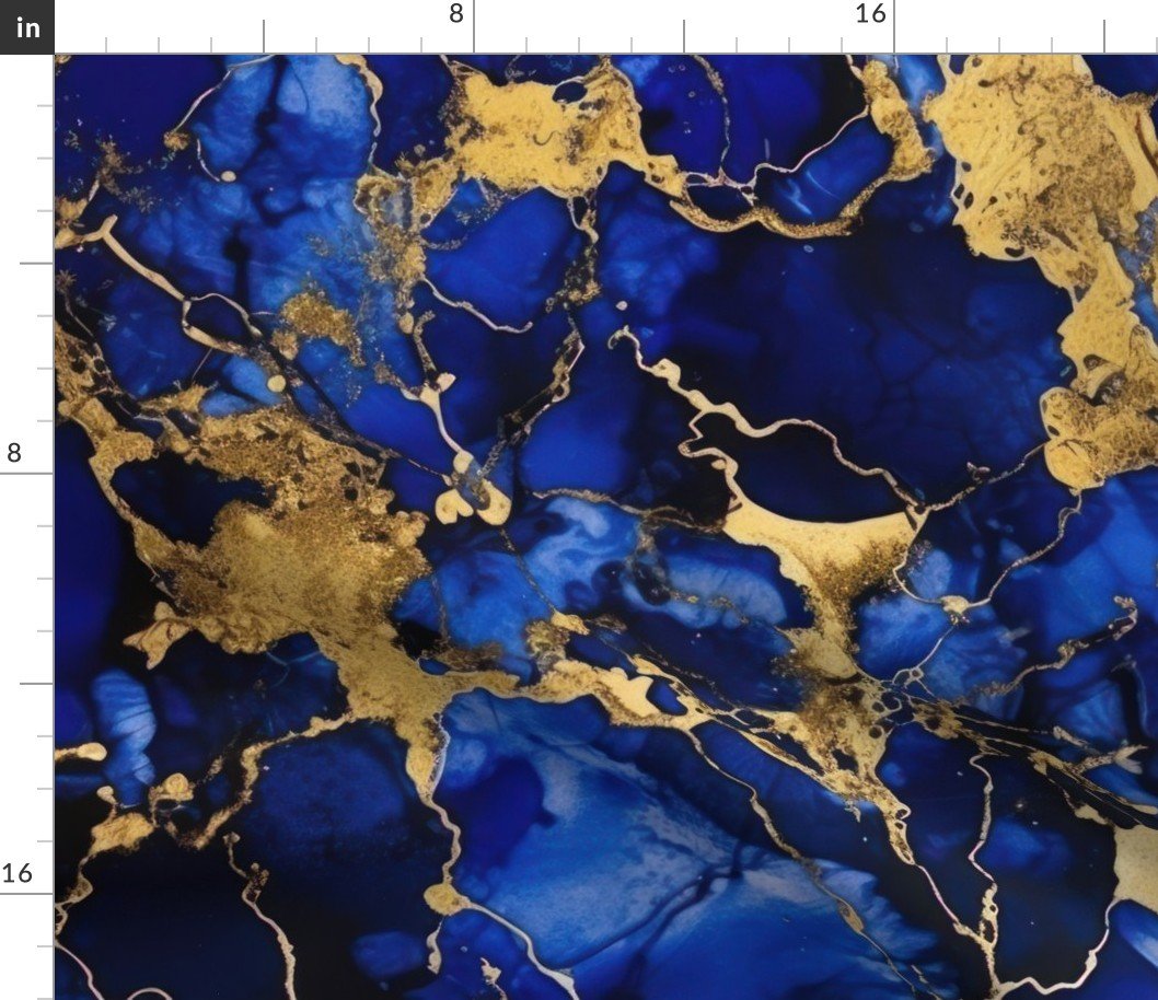 Cobalt Blue and Gold Alcohol Ink 3 Fabric Cobalt Blue and Gold Alcohol Ink 3 Fabric