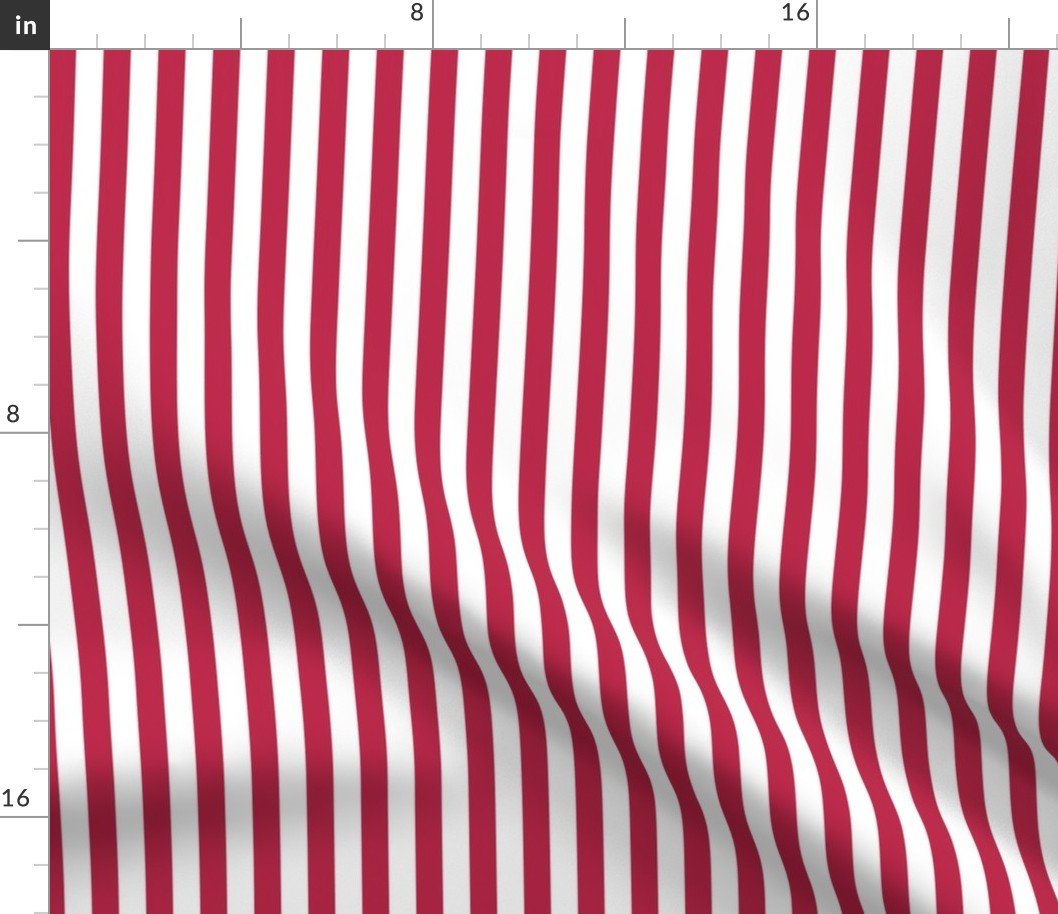 Color of the Year Viva Magenta with White Vertical Pin Stripes Fabric