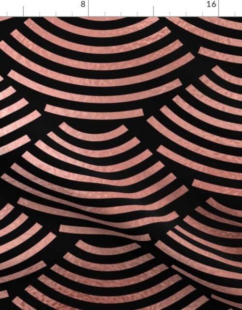 Copper Rose Gold  and Black Jumbo Art Deco Ellipses Fabric